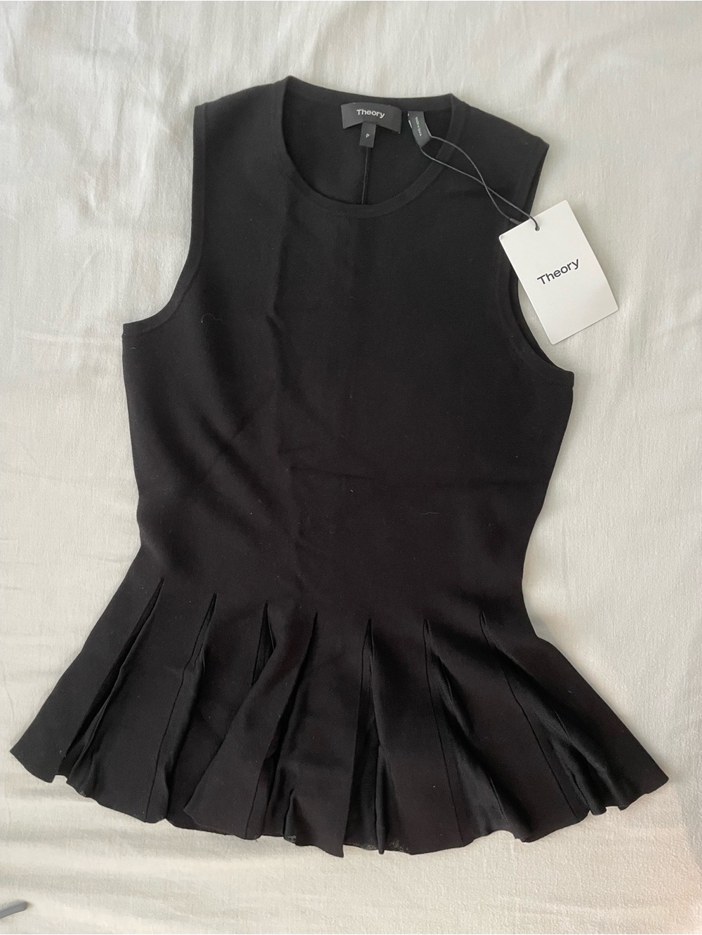(New with tags) Theory Black Pleated Peplum Top